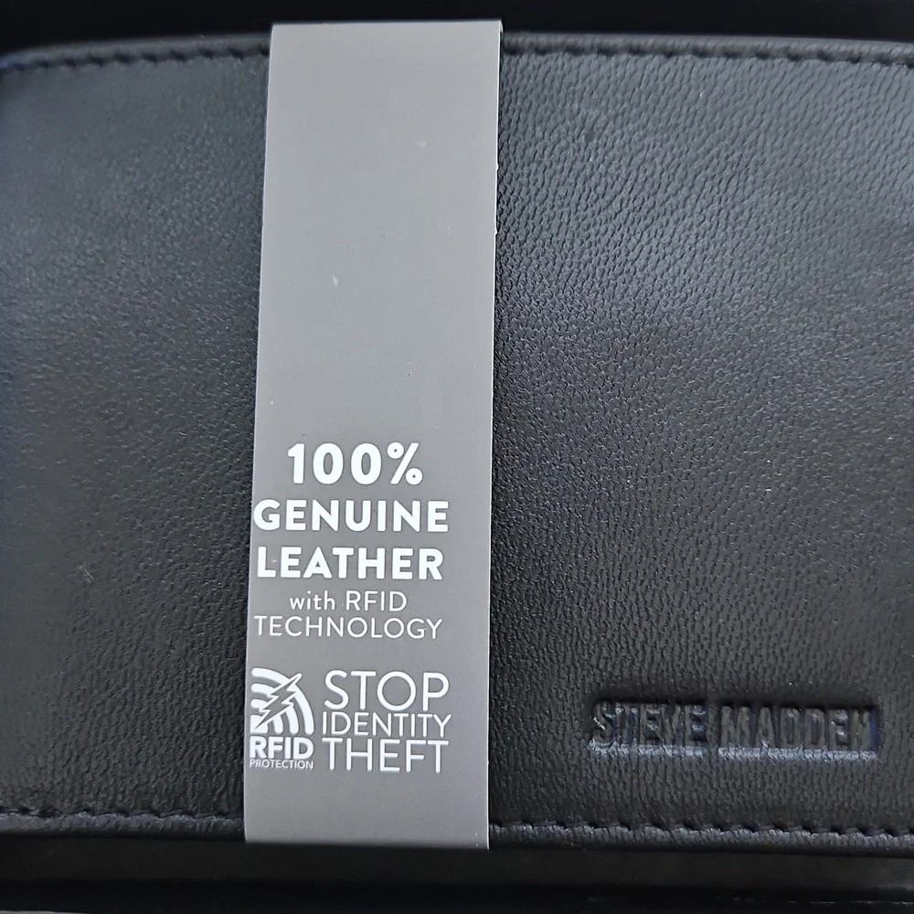 Steve Madden Charcoal GENUINE Leather Wallet RFID protrcted - Picture 6 of 6